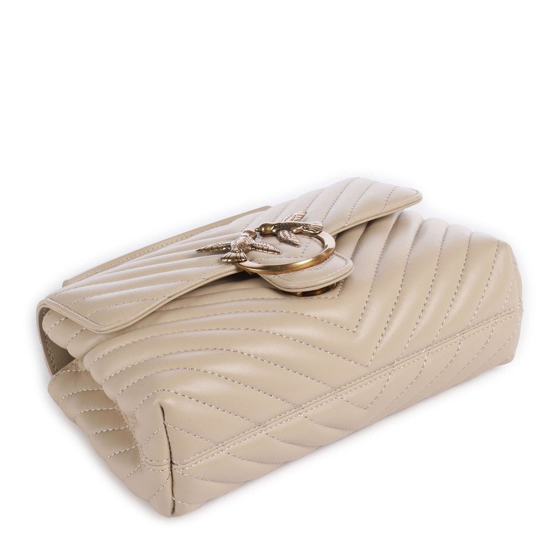 Дамска чанта с дръжка Women’s handbag PINKO Love Lady Mini 100044 A0GK C50Q Beige top view