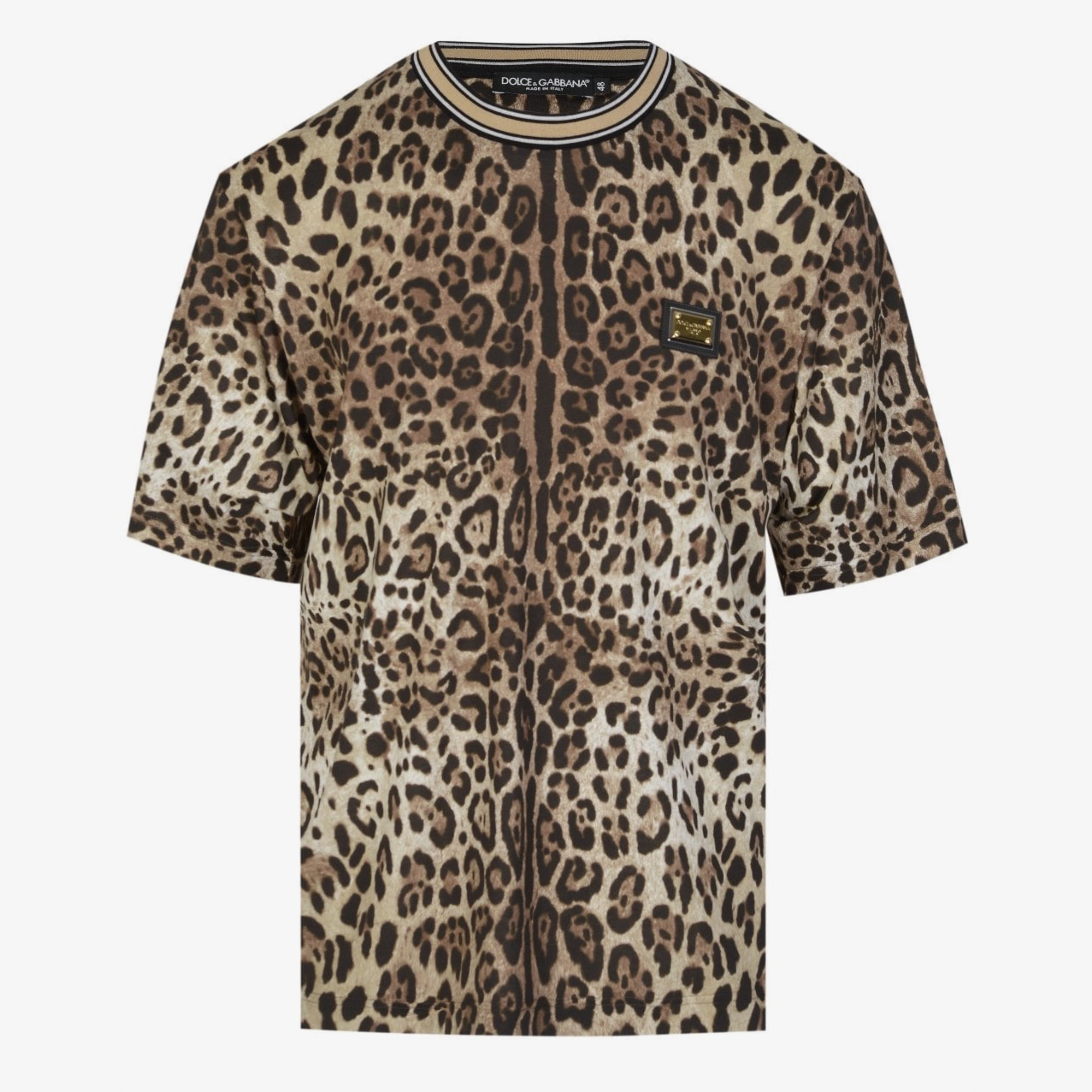 Dolce & Gabbana Brown Leopard Crew Neck Short Sleeve T-shirt