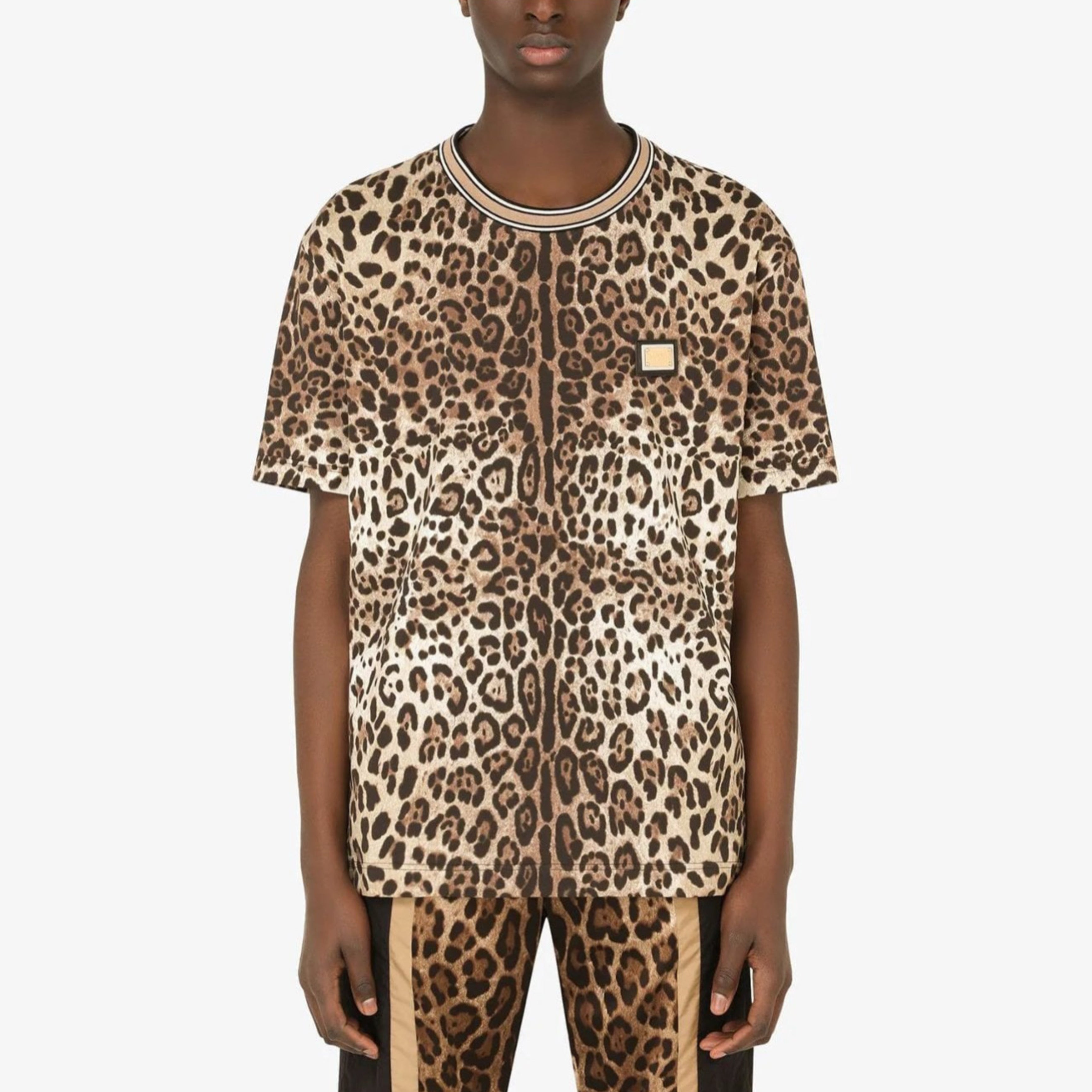 Dolce & Gabbana Brown Leopard Crew Neck Short Sleeve T-shirt