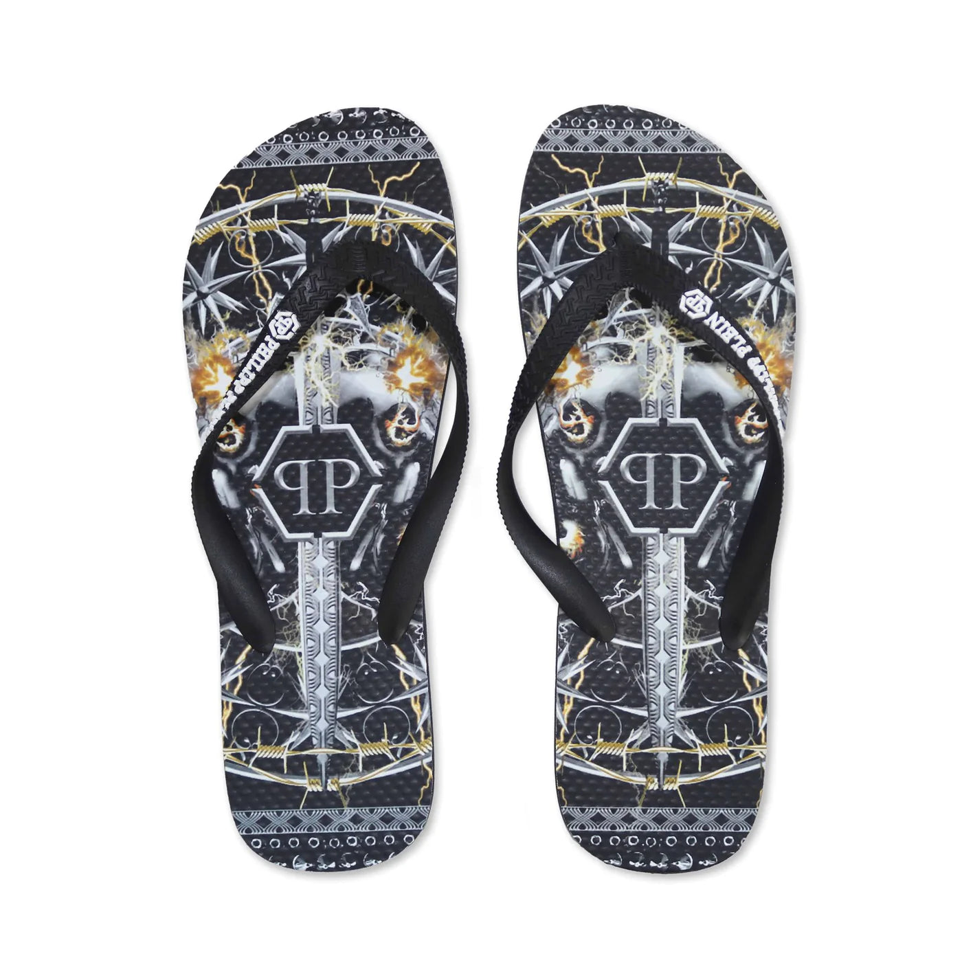 Мъжки джапанки Men's flip-flops Philipp Plein IMPS901 BLACK/MULTI top view