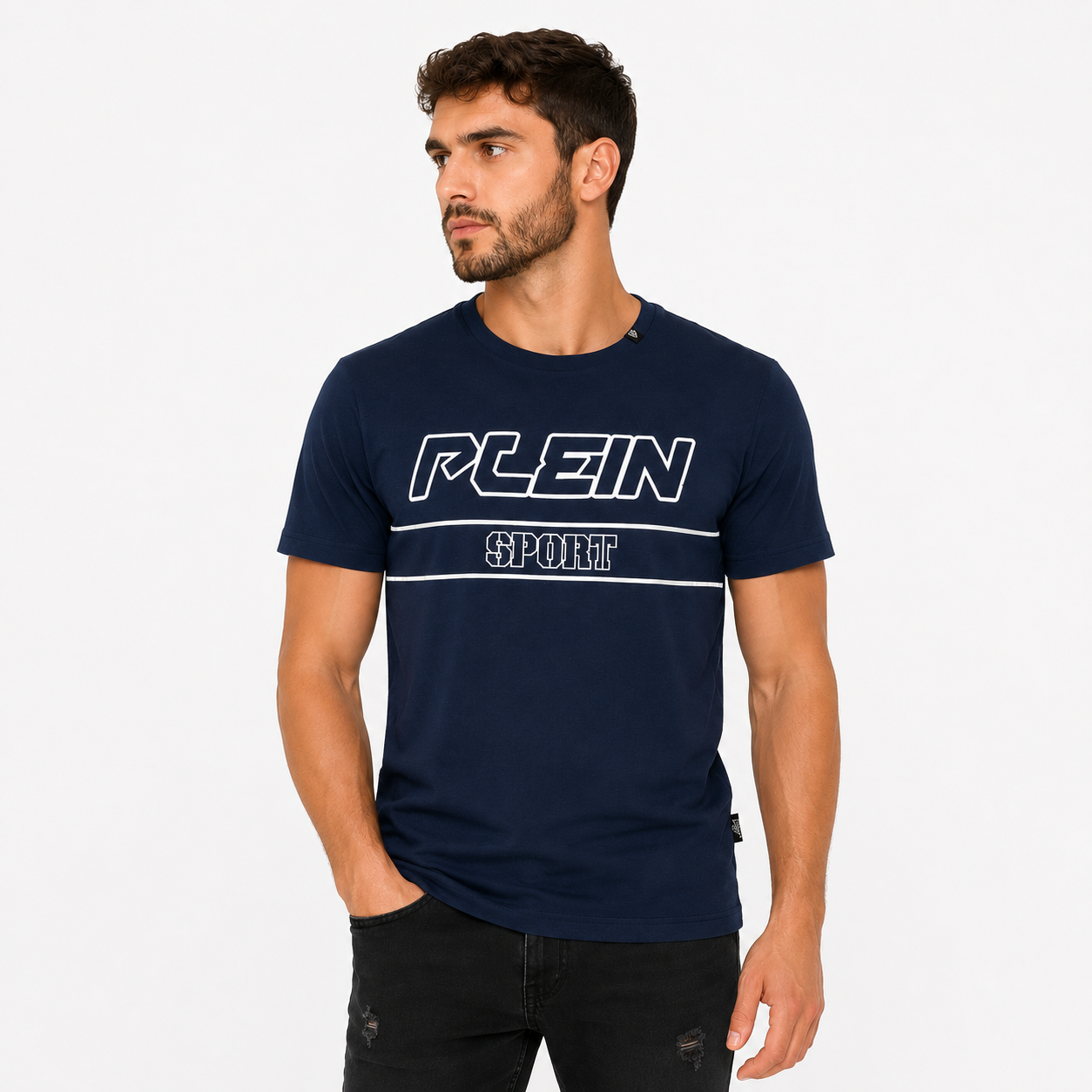 Мъжка тъмно синя тениска Plein Sport Men T-shirt TIPS109 85 Front View