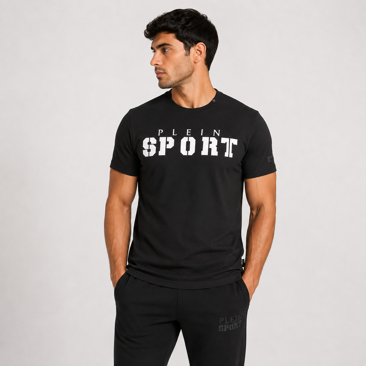 Мъжка черна тениска Plein Sport Men T-shirt TIPS40099_BLACK Front View
