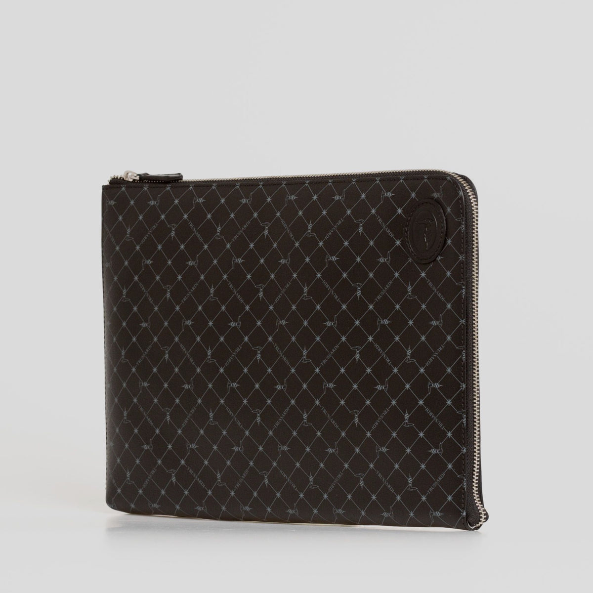 Trussardi Men’s Monogram Leather Clutch
72B00042 2Y000083 K299 Black angled view