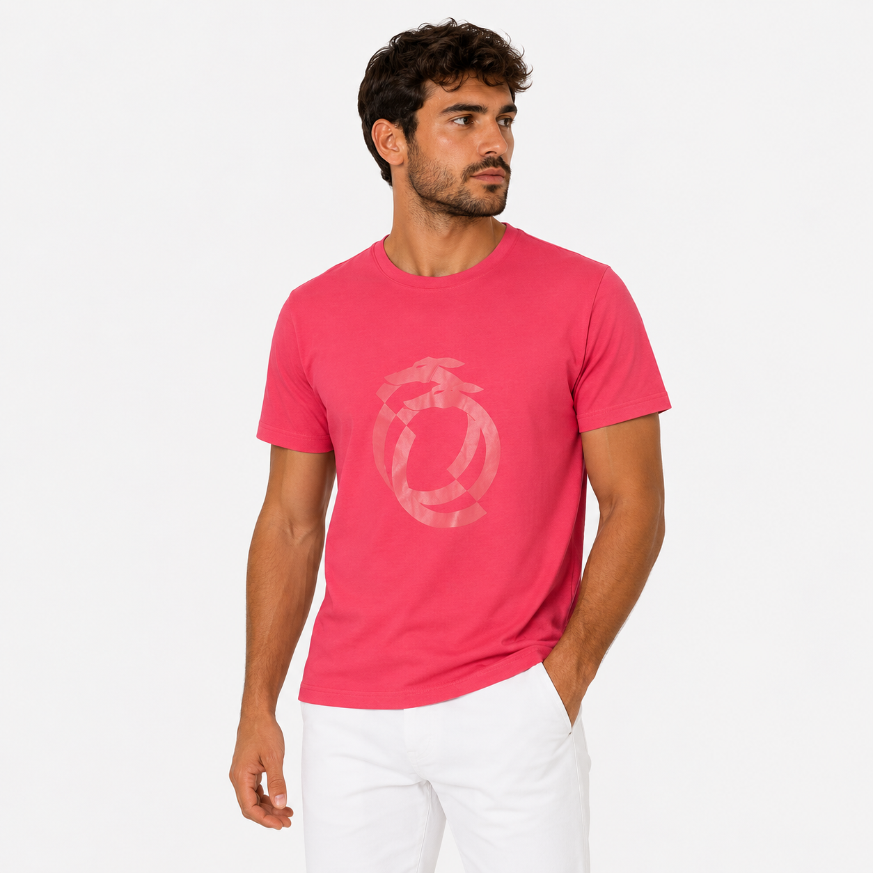 Мъжка червена тениска Trussardi TRU1MTS01 Cherry Men T-shirt Front View