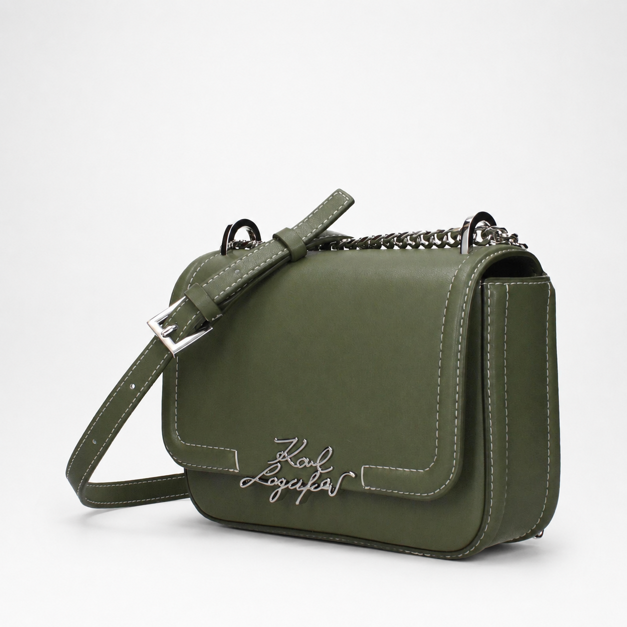Дамска чанта през рамо Women’s crossbody bag Karl Lagerfeld K/Signature ASW300391LB Olive Green angled view