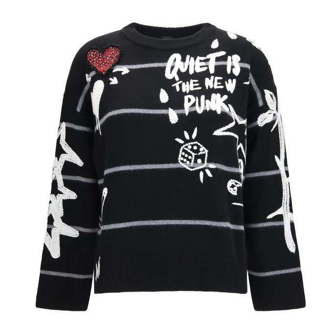 Дамски пуловер от мериносова вълна Women’s merino wool sweater PINKO Nuova Andros 107502A2PKZIK Black front view