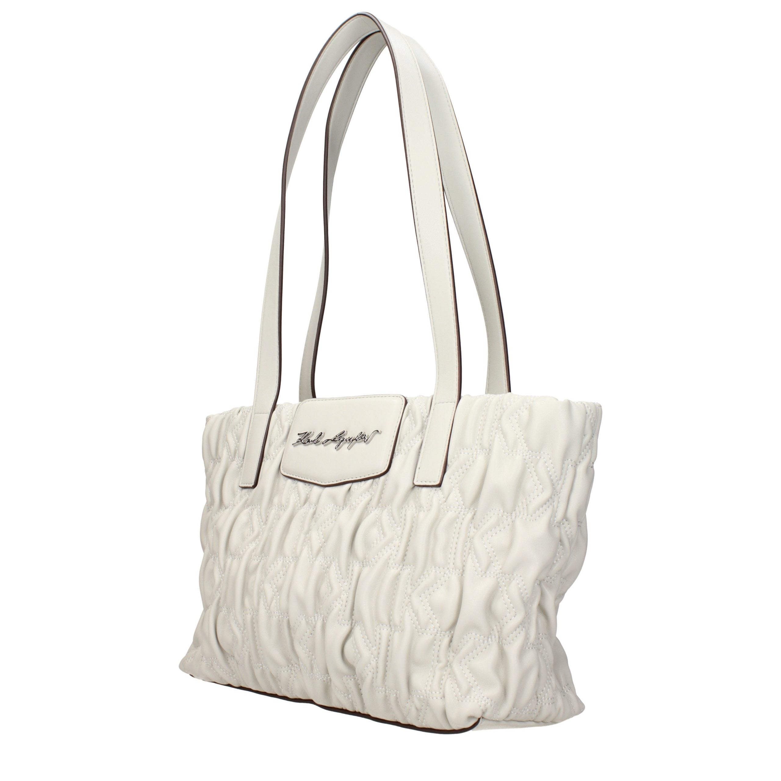Дамска чанта Women’s shoulder bag Karl Lagerfeld K/Signature Kuilt BSW300282GL Off White angled view