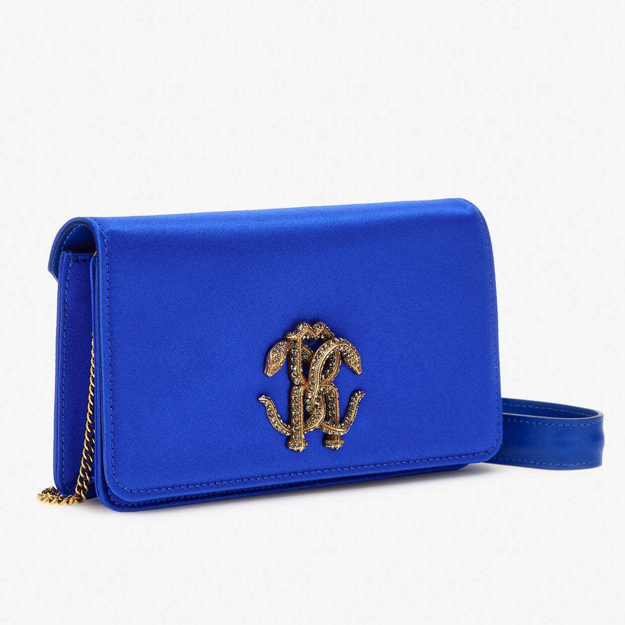 Дамска чанта за рамо Women’s shoulder bag Roberto Cavalli TKB015 FL113 D5658 Blue angled view