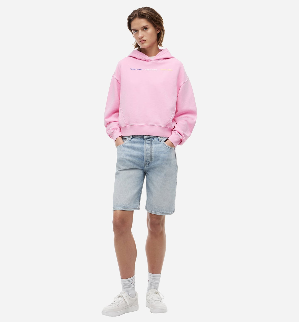 Дамски суичър Women’s sweatshirt Tommy Hilfiger Jeans DW0DW22906 TOU Pink head to toe view