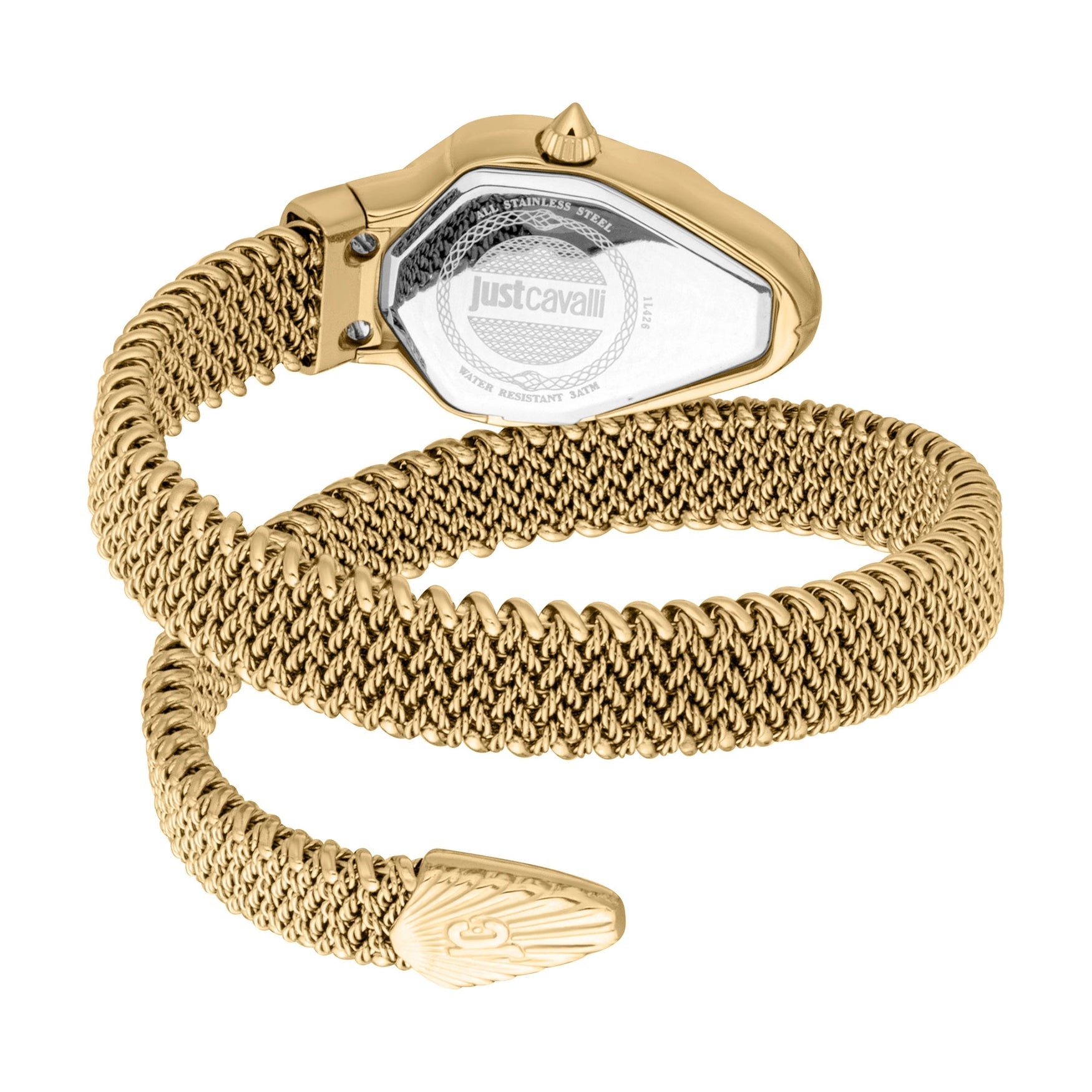 Дамски часовник Women’s watch Just Cavalli Signature Snake Fiamma JC1L426M0035 Yellow Gold Green back view