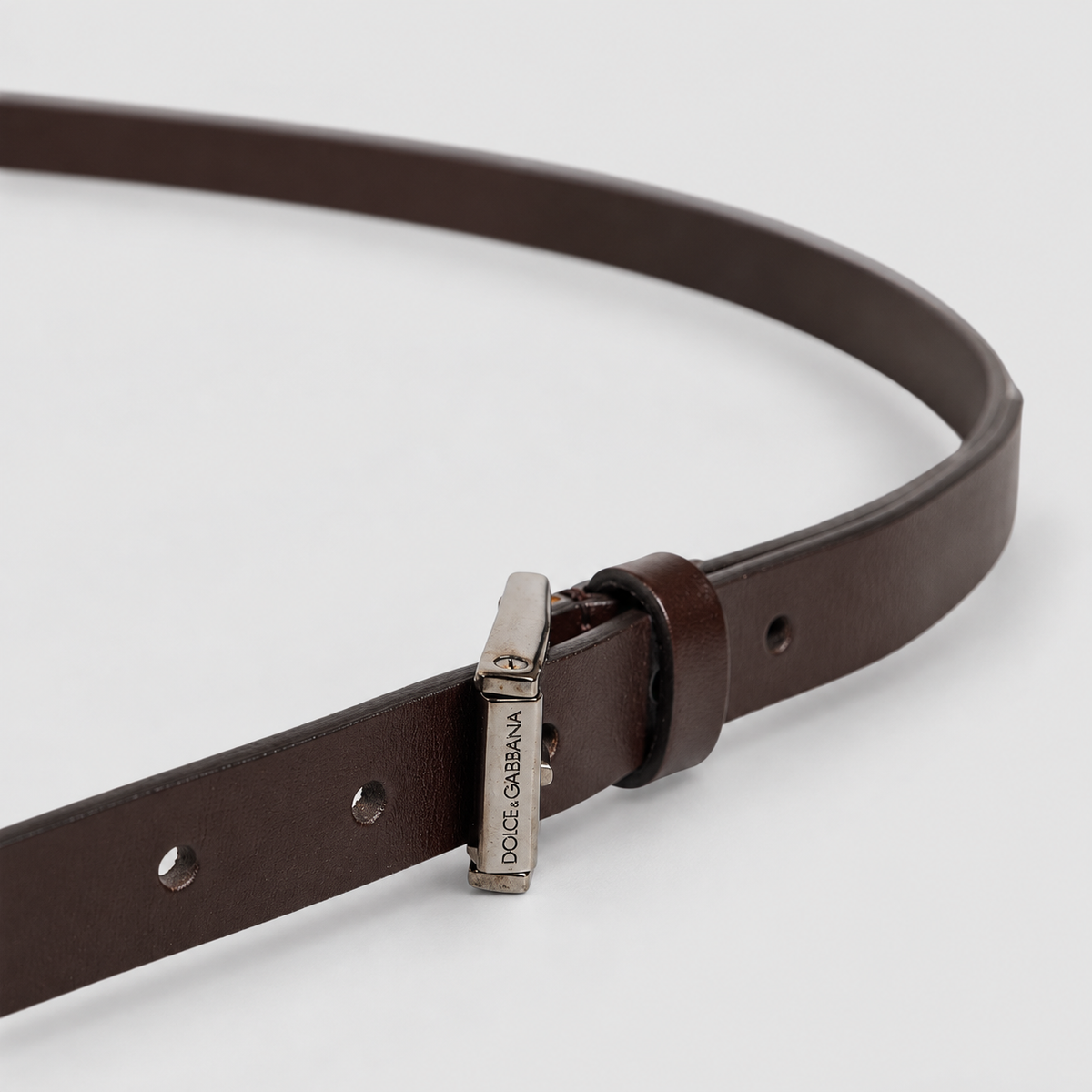 Dolce & Gabbana Brown Leather Double Wrap Metal Buckle Belt - studio view 4