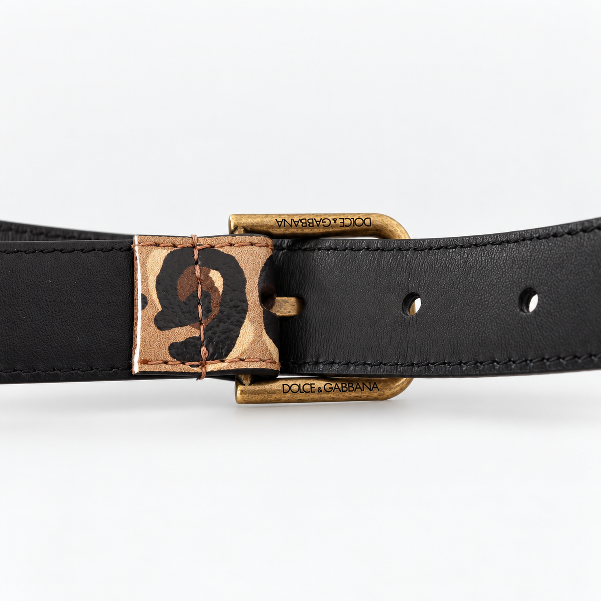 Dolce & Gabbana Brown Leopard Print Vintage Metal Waist Buckle Belt - studio view 5