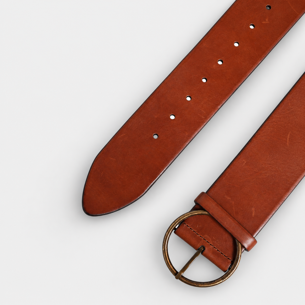 Dolce & Gabbana Men Brown Leather Wide Waist Metal Round Buckle Belt - BC4702 AO357 - studio view 6