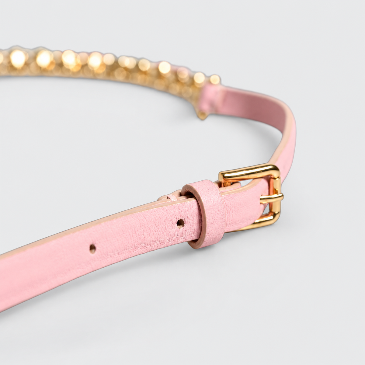 Dolce & Gabbana Pink Leather Crystal Chain Embellished Belt - BE0969 A1397 - studio view 4