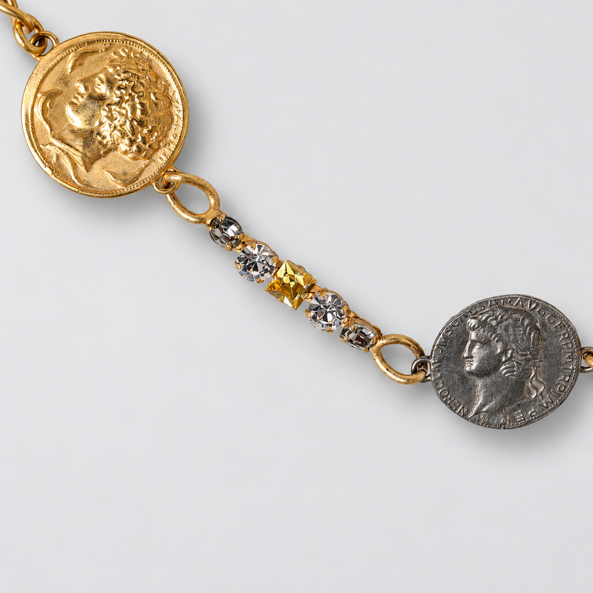 Dolce & Gabbana Gold Brass Chain Coin Embellished Metal Buckle Belt - BE1037 A1016 - studio view 5