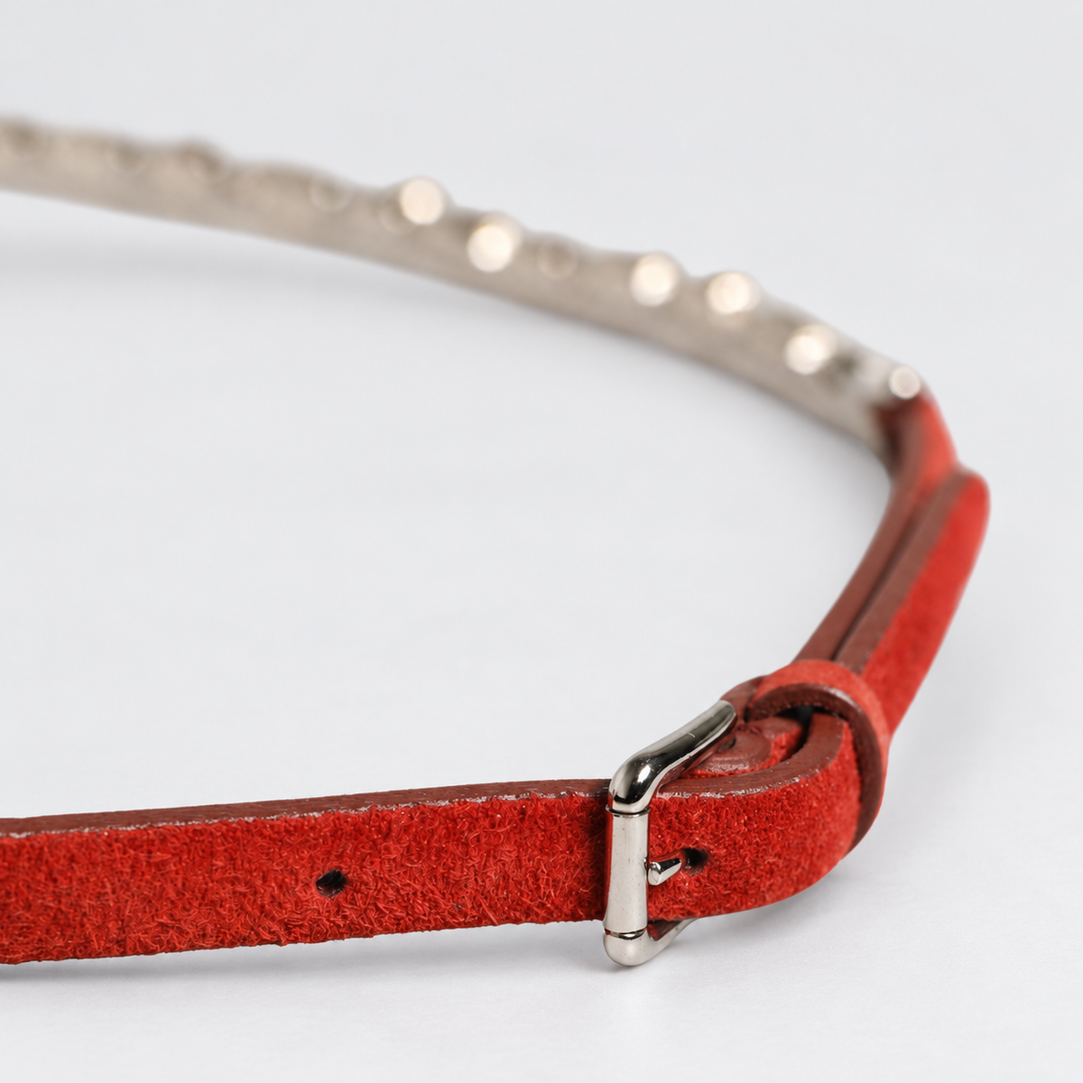 Dolce & Gabbana Red Velvet Crystals Chain Embellished Belt - BE1010 A1571 - studio view 4