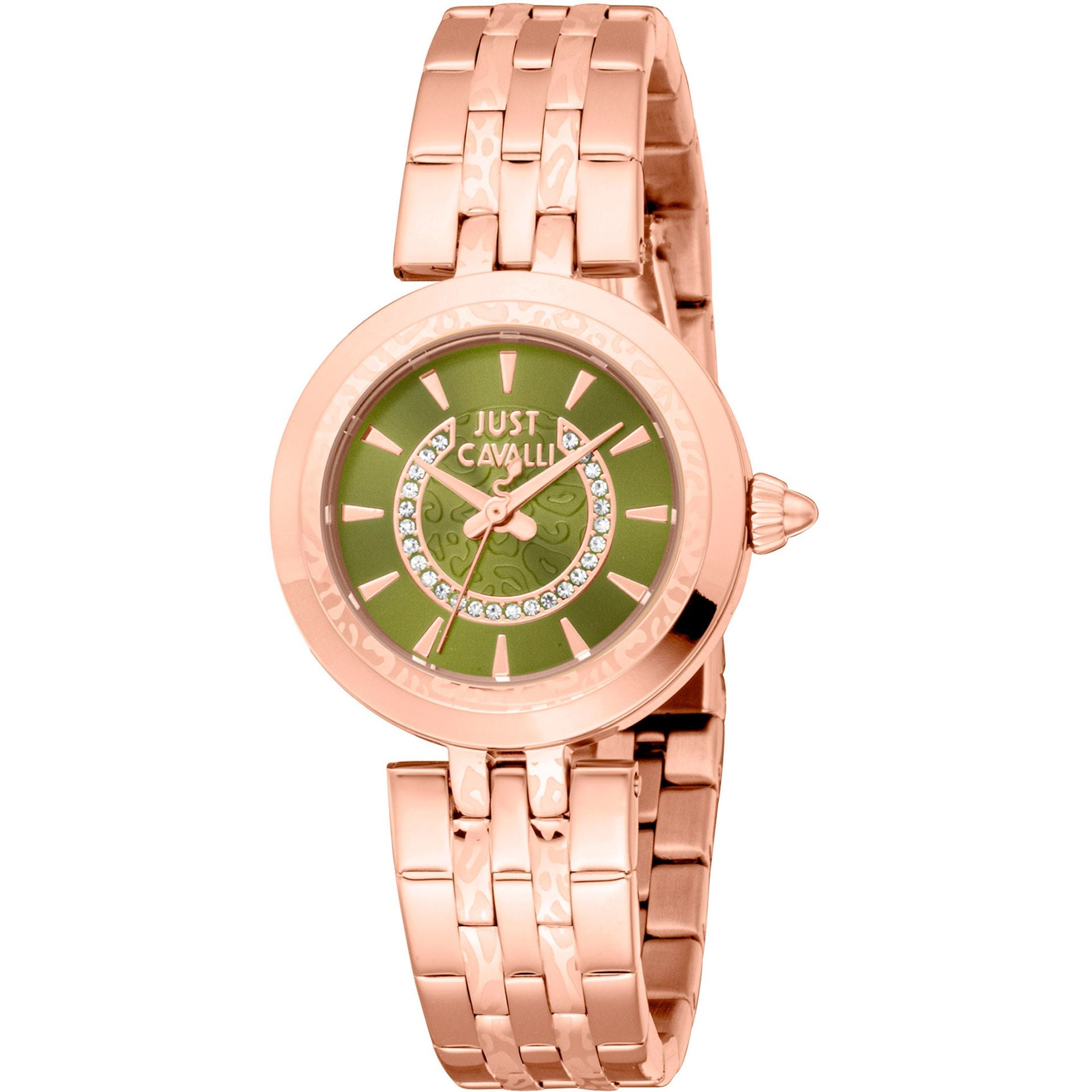 Дамски часовник Women’s watch Just Cavalli Animalier Preziosa JC1L314M0075 Rose Gold and Olive Green