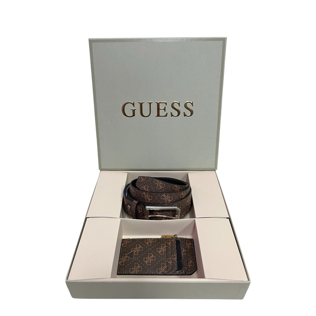 Мъжки подаръчен комплект колан и кардхолдър Guess GFBOXMP3305