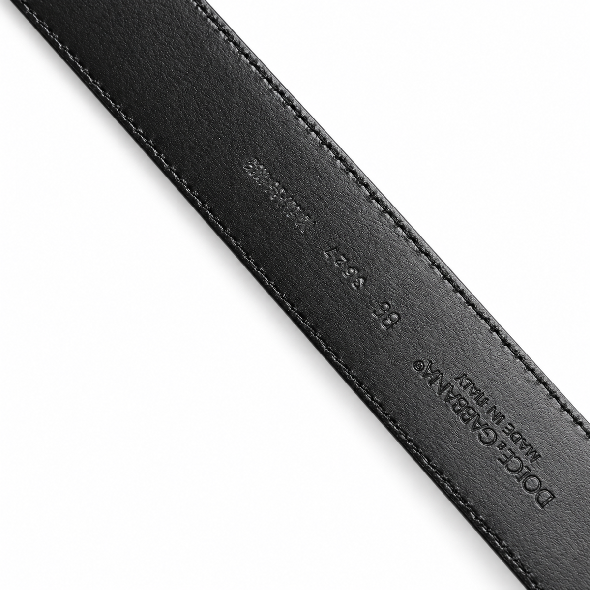 Men's belt Dolce & Gabbana SKU: BC3627 B5314 back logo and size stamp close-up
