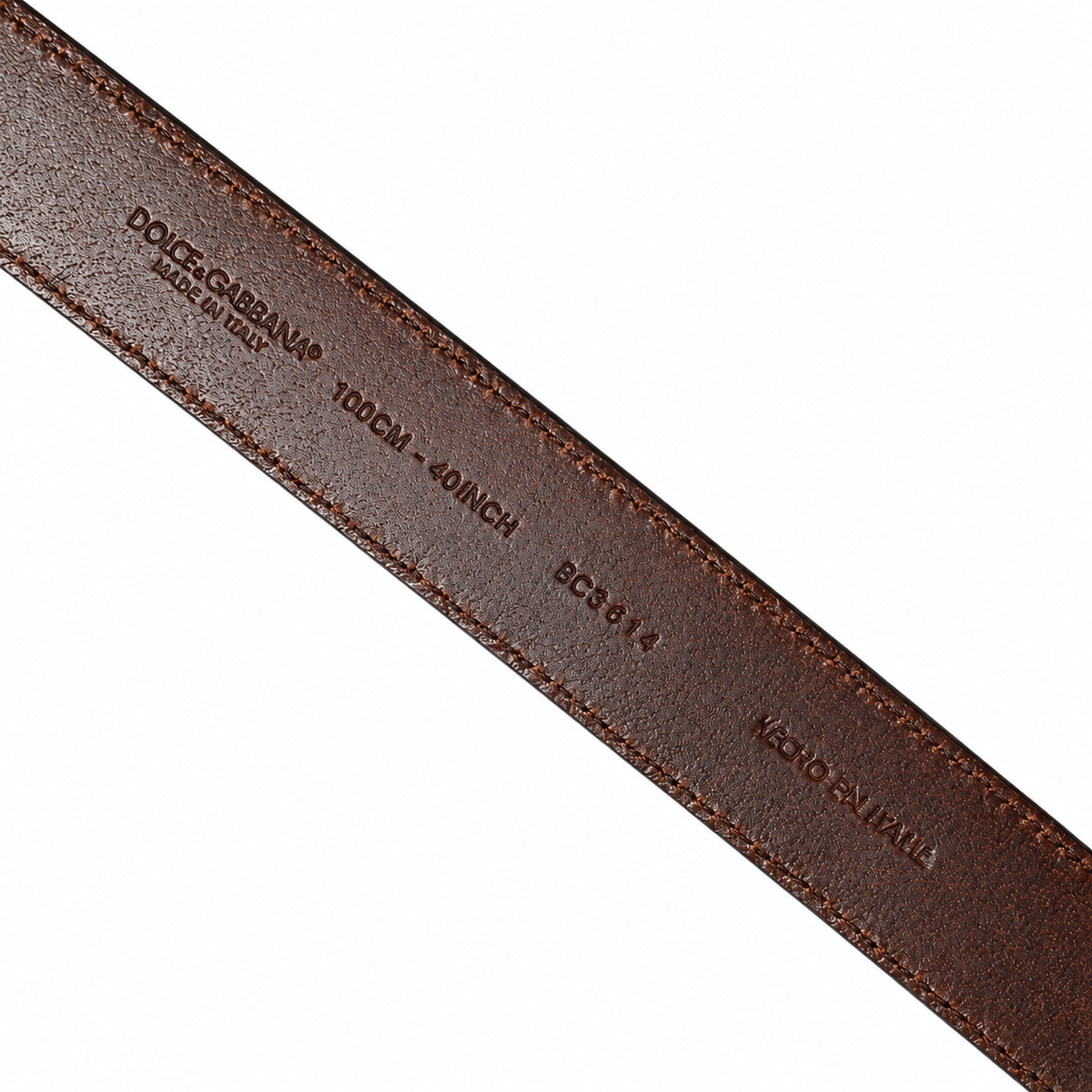 Men's belt Dolce & Gabbana SKU: BC3614 A1032 manufacturer label and logo close-up