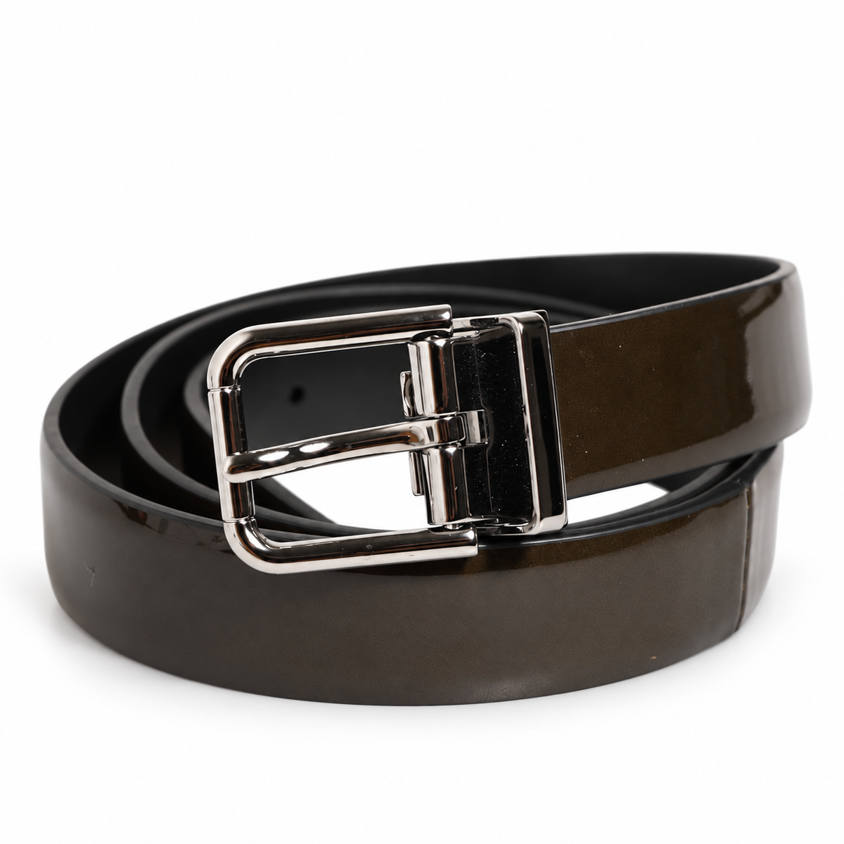 Men's belt Dolce & Gabbana SKU: BC4337 AX651 80308 - front coiled view