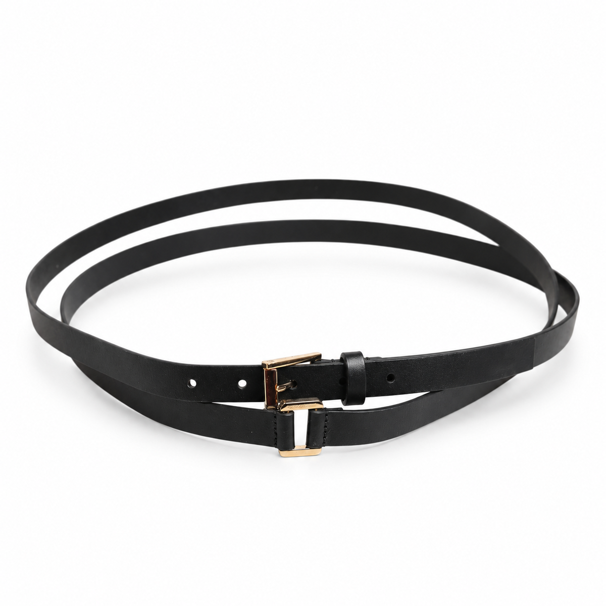 Dolce & Gabbana Black Double Strap Leather Gold Buckle Belt - BC4495 AX622 - view 3