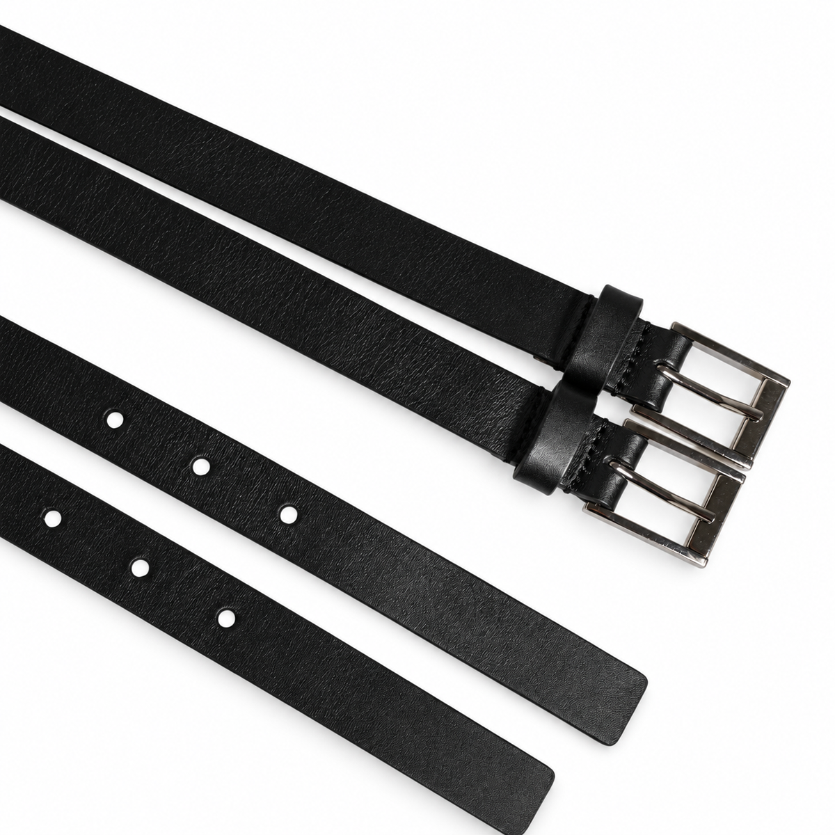 Dolce & Gabbana Black Double Strap Leather Silver Buckle Belt - BC4491 AX622 - view 5