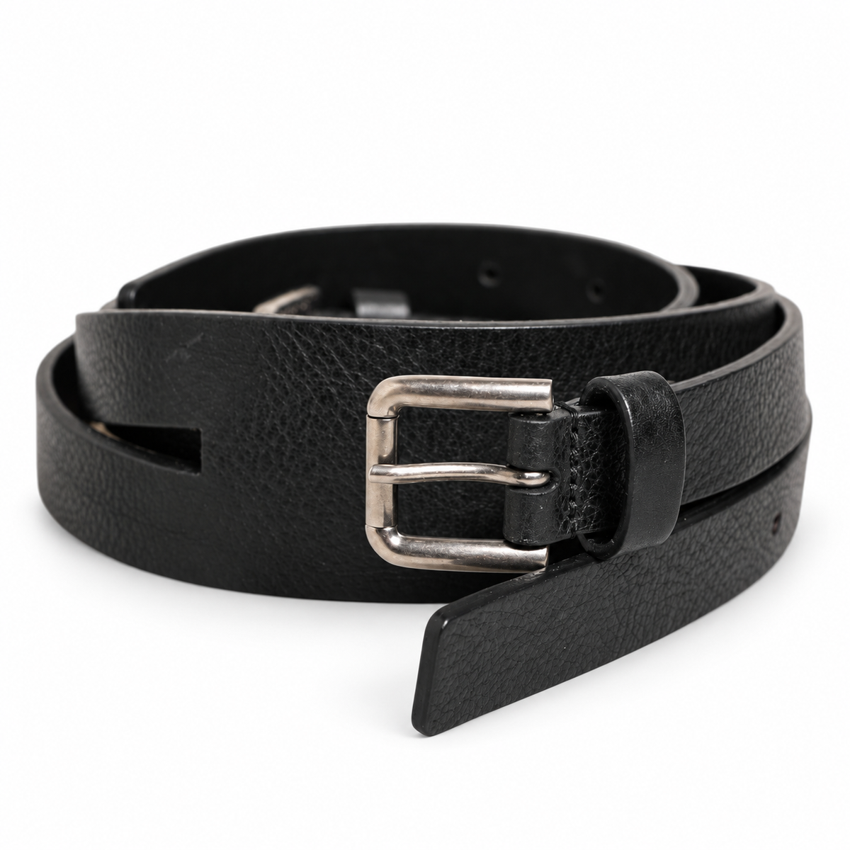 Dolce & Gabbana Black Double Strap Leather Silver Buckle Belt - BC4530 AV480 - view 1