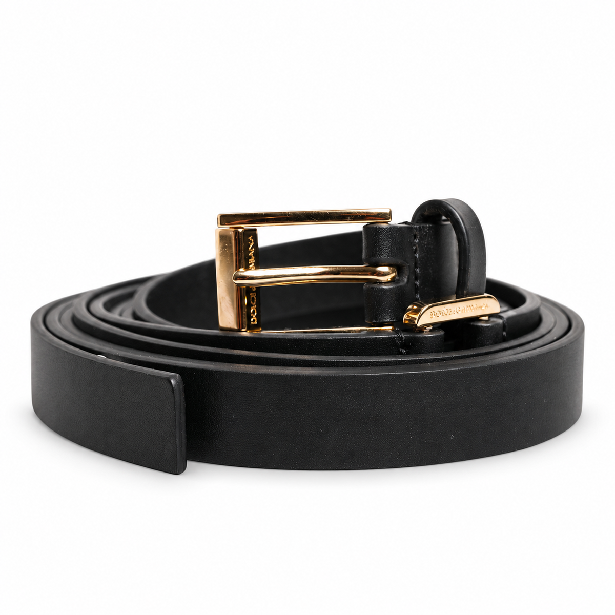 Dolce & Gabbana Black Double Strap Leather Gold Buckle Belt - BC4495 AX622 - view 1