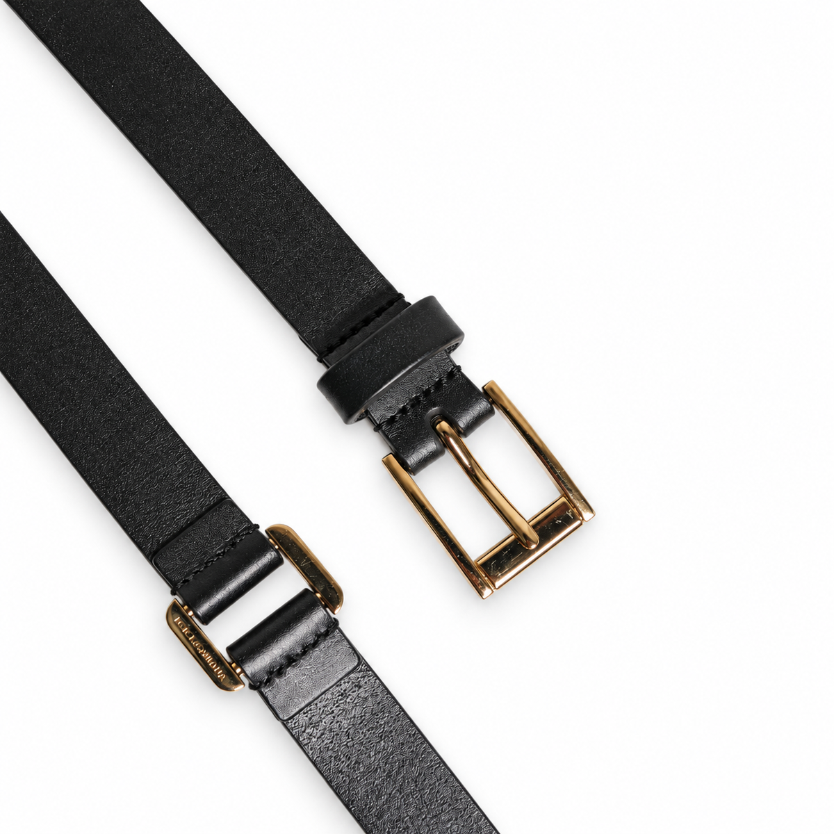 Dolce & Gabbana Black Double Strap Leather Gold Buckle Belt - BC4495 AX622 - view 5