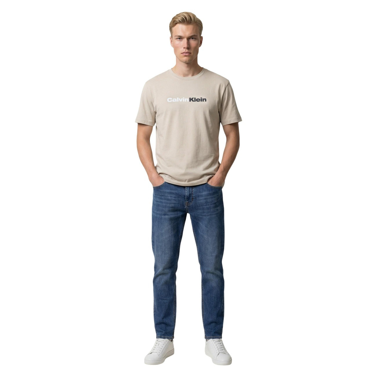 Мъжка бежова тениска Calvin Klein Jeans Men T-shirt LV14RF808G 2JX Front View