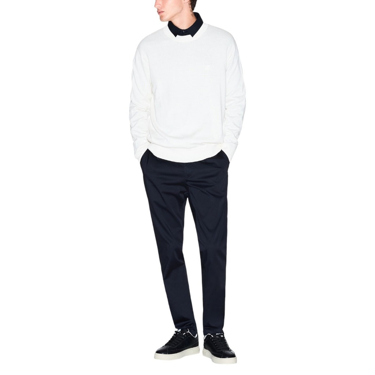 Мъжки бял пуловер Armani Exchange Men Sweater XM000338 AF12291 Front View