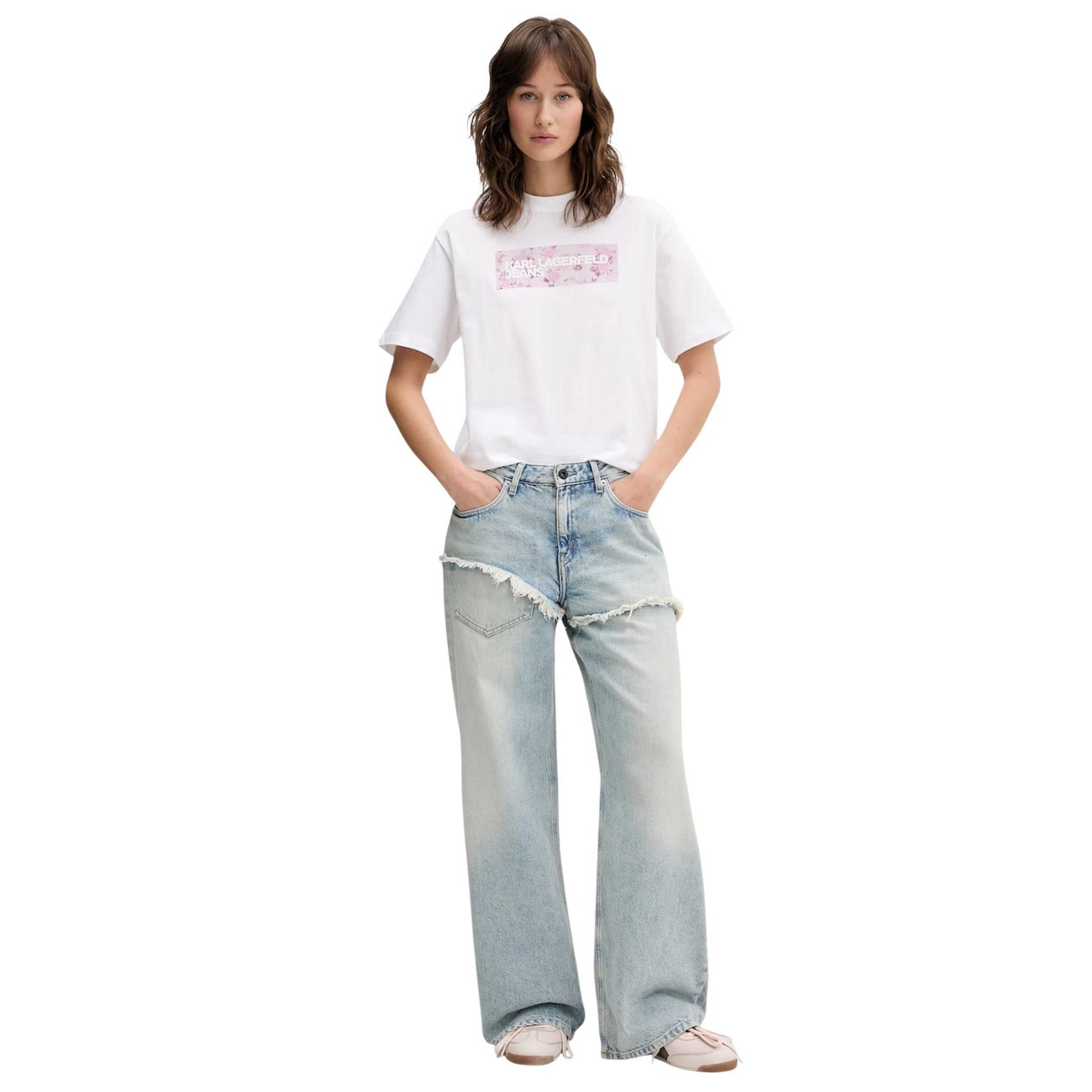 Дамска бяла тениска Karl Lagerfeld Jeans Women T-shirt B2W17071 100 Front View