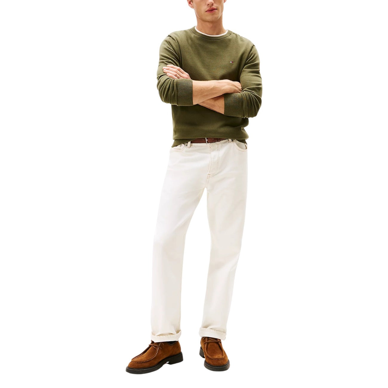 Мъжки зелен пуловер Tommy Hilfiger Men Sweater MW0MW39999 Front View