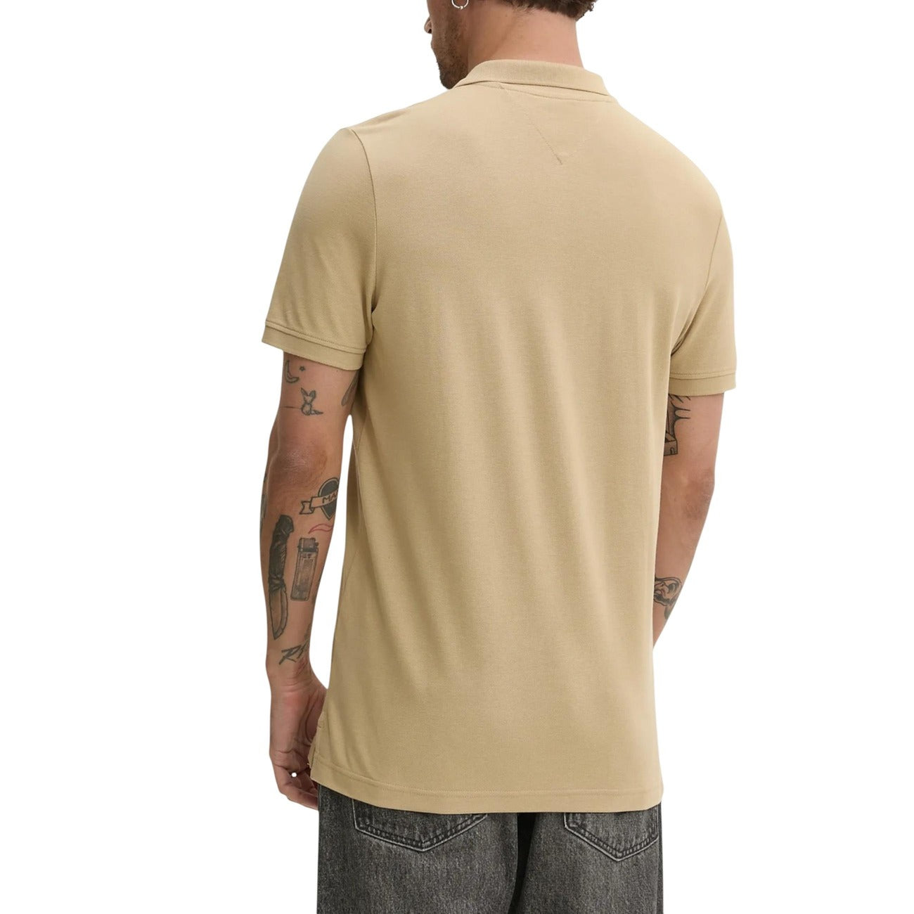 Мъжка бежова поло тениска Tommy Hilfiger Men Polo DM0DM20676 Back View