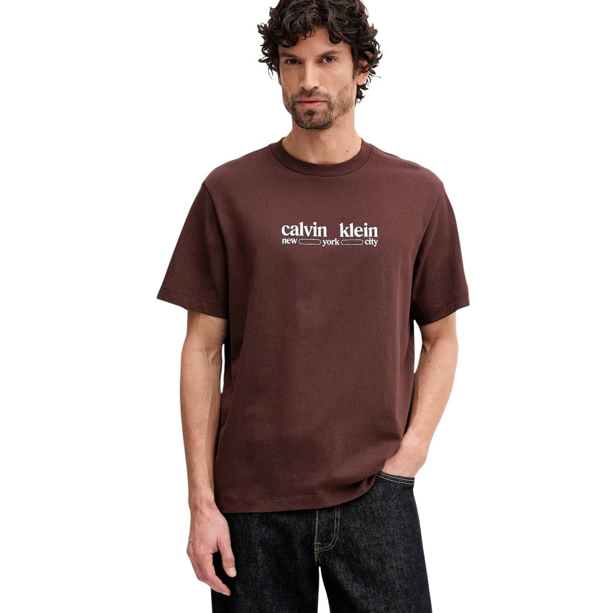 Мъжка кафява тениска Calvin Klein Jeans Men T-shirt LV14RE831G 2IN Front View