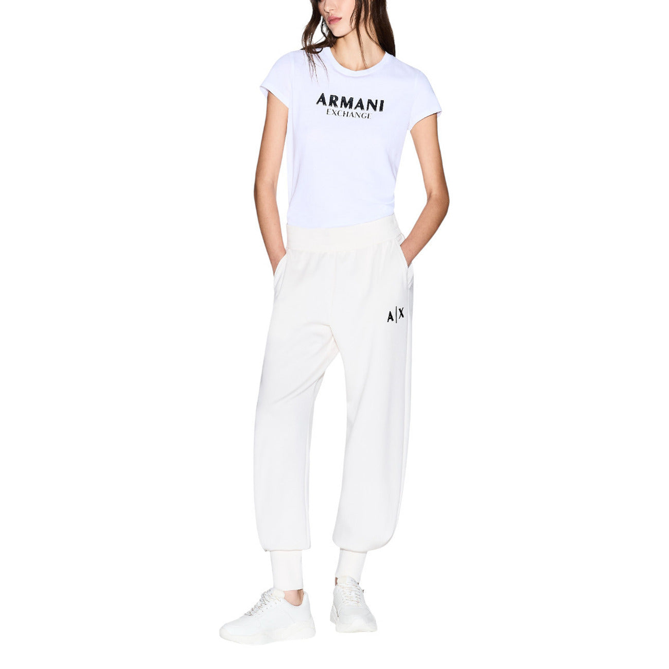 Дамска бяла тениска Armanj Exchange Women T-shirt XW001388 AF10356 Front View