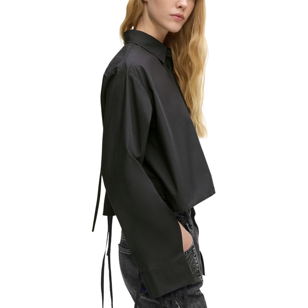 Дамска черна риза Karl Lagerfeld Jeans Women Shirt B1W11027 999 Side View