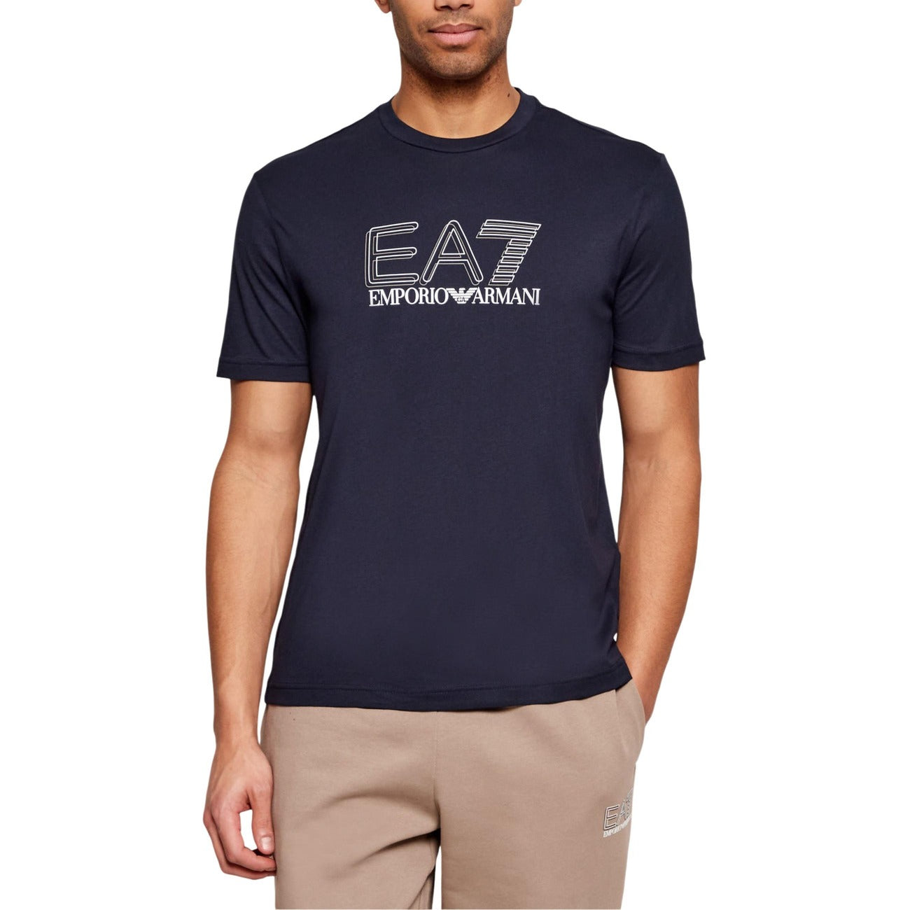 Мъжка тъмно синя тениска EA7 Emporio Armani Men T-shirt 7M001307 AF10375 UB102 Front View