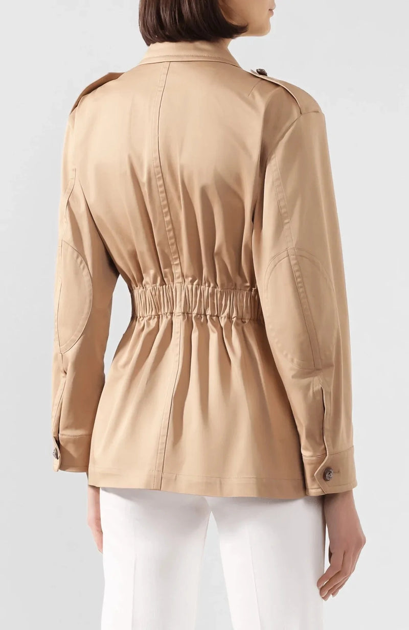 Дамско луксозно колониално палто Dolce & Gabbana Women’s Chic Beige Button Down Coat with Embellishments