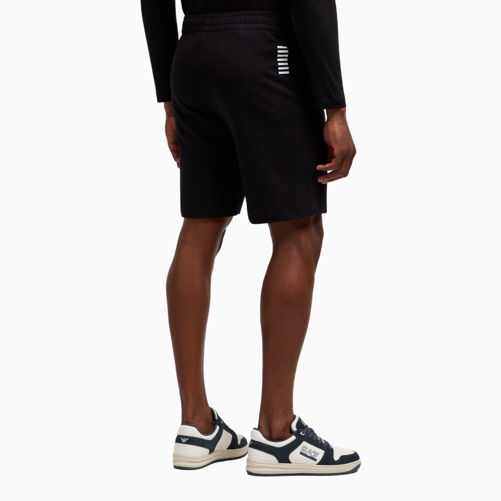 Мъжки черни памучни къси панталони EA7 Emporio Armani 8NPS65 PJVRZ