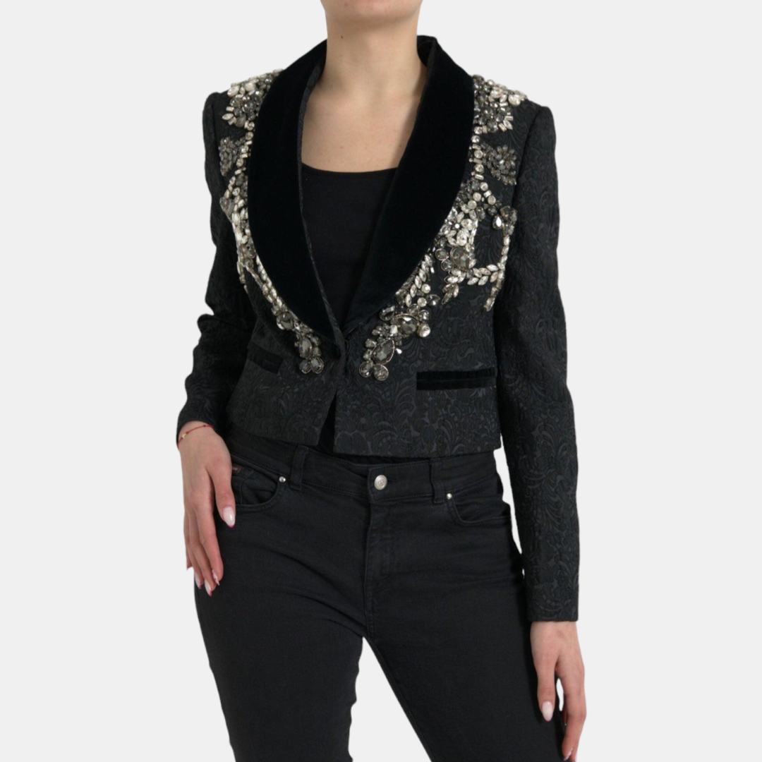 Dolce & Gabbana Jacquard Crystal Floral Women Blazer