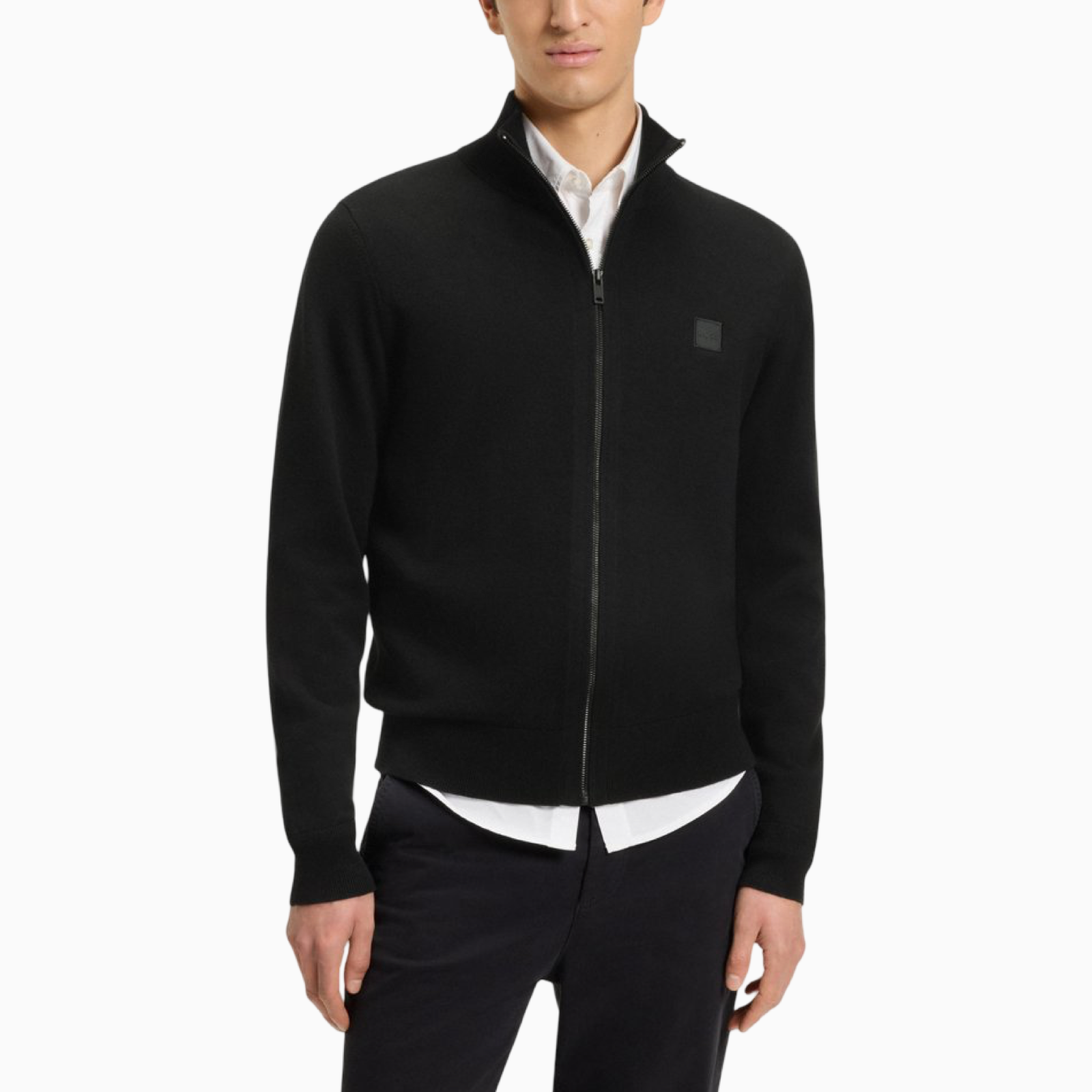 Мъжка черна жилетка Boss Men Knitwear 50543692 Front View