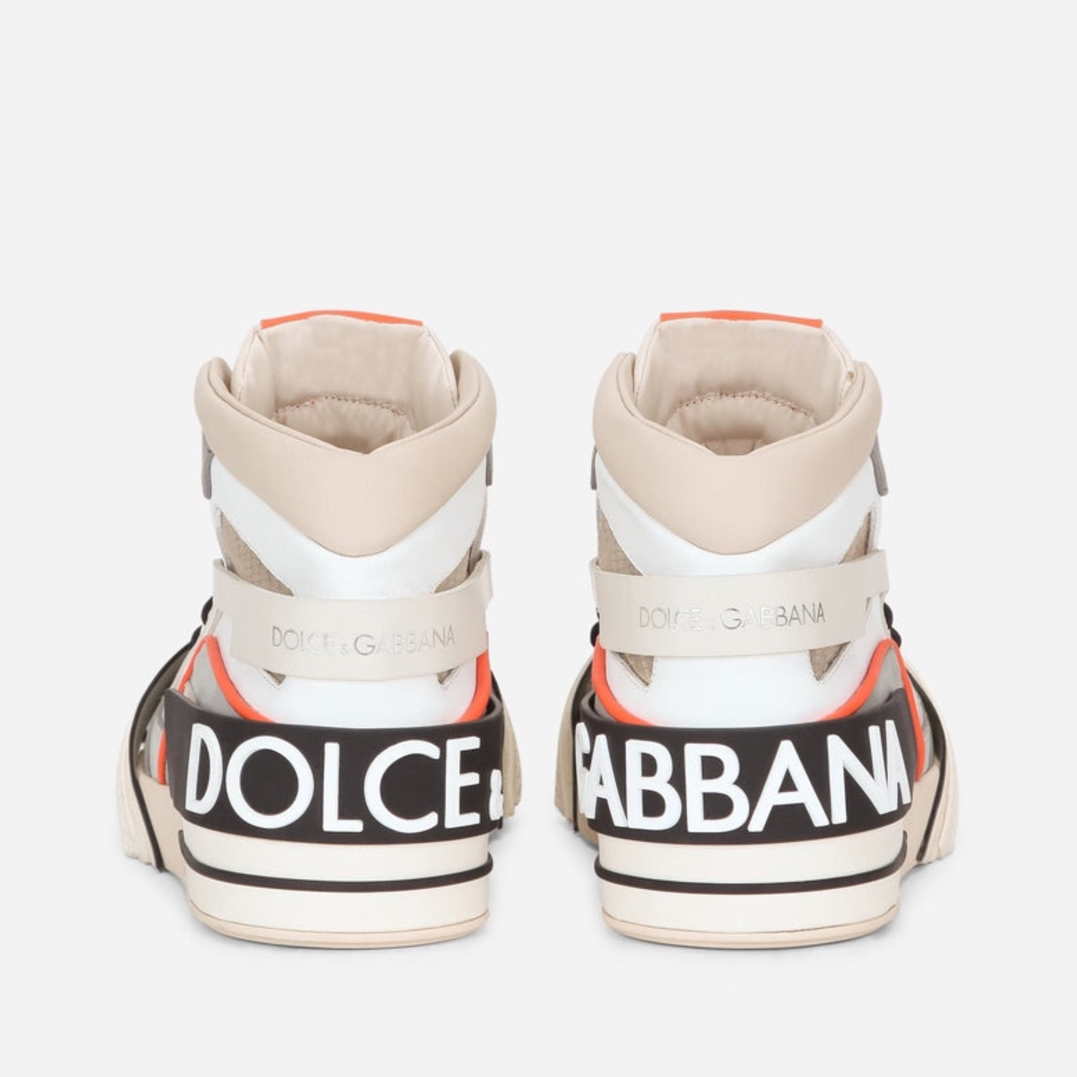 Мъжки високи кецове Dolce & Gabbana Men’s High Top Portofino Sneakers in Off White, Grey, Orange