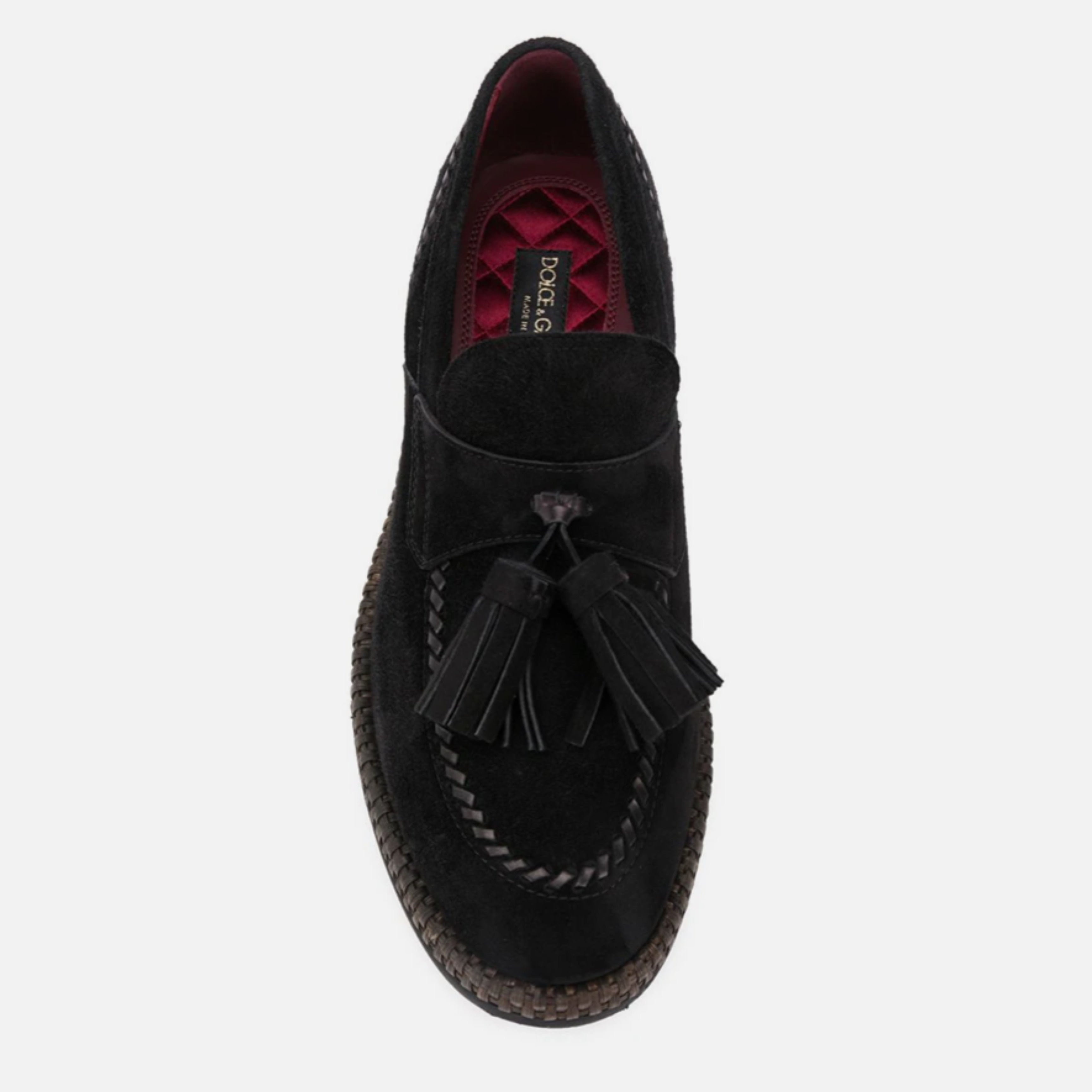 Мъжки луксозни мокасини от естествен велур тип еспадрили Dolce & Gabbana Men’s Elegant Suede Loafers Espadrilles in Black