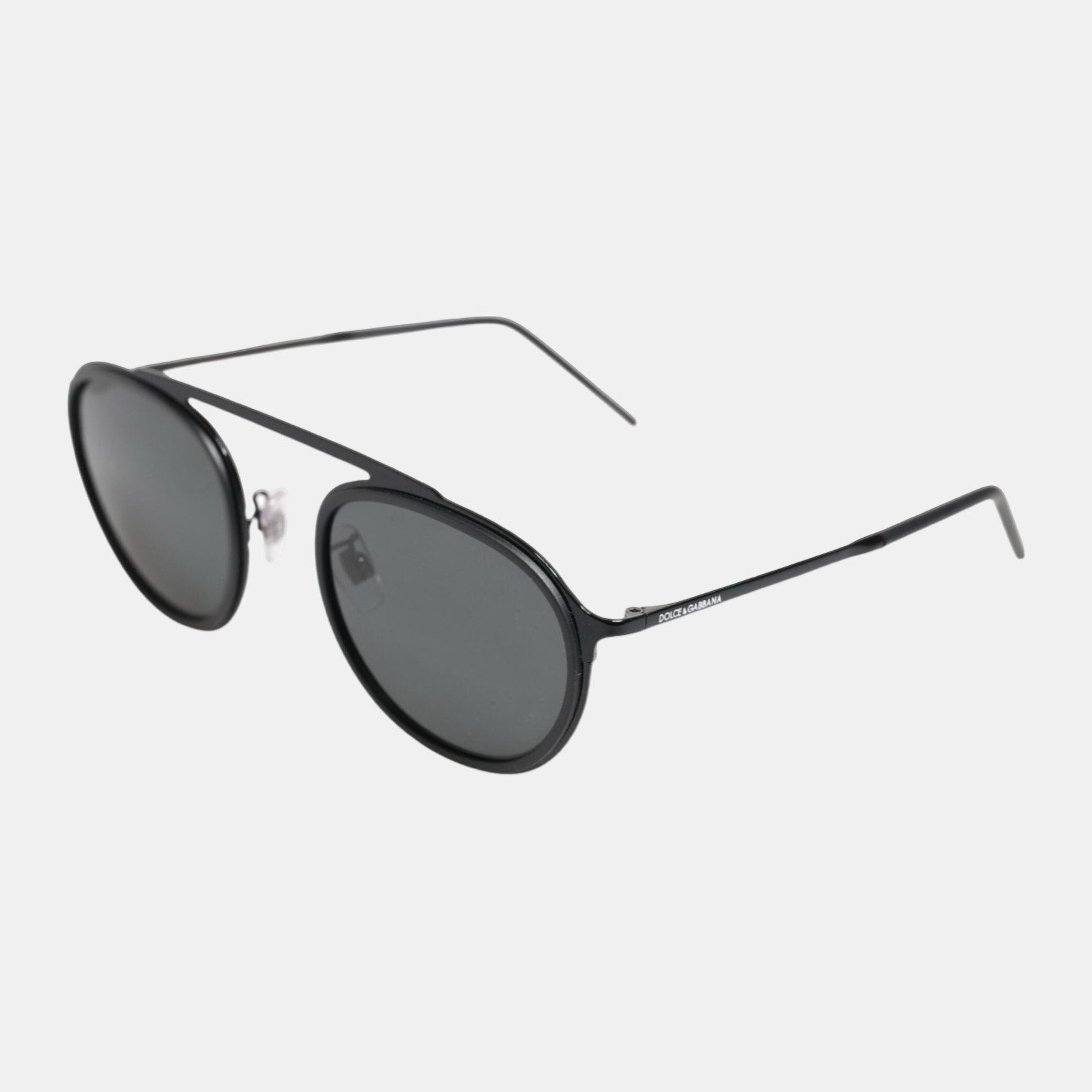 Dolce & Gabbana Matte Black DG2276 Metal Rim Round Shades Sunglasses