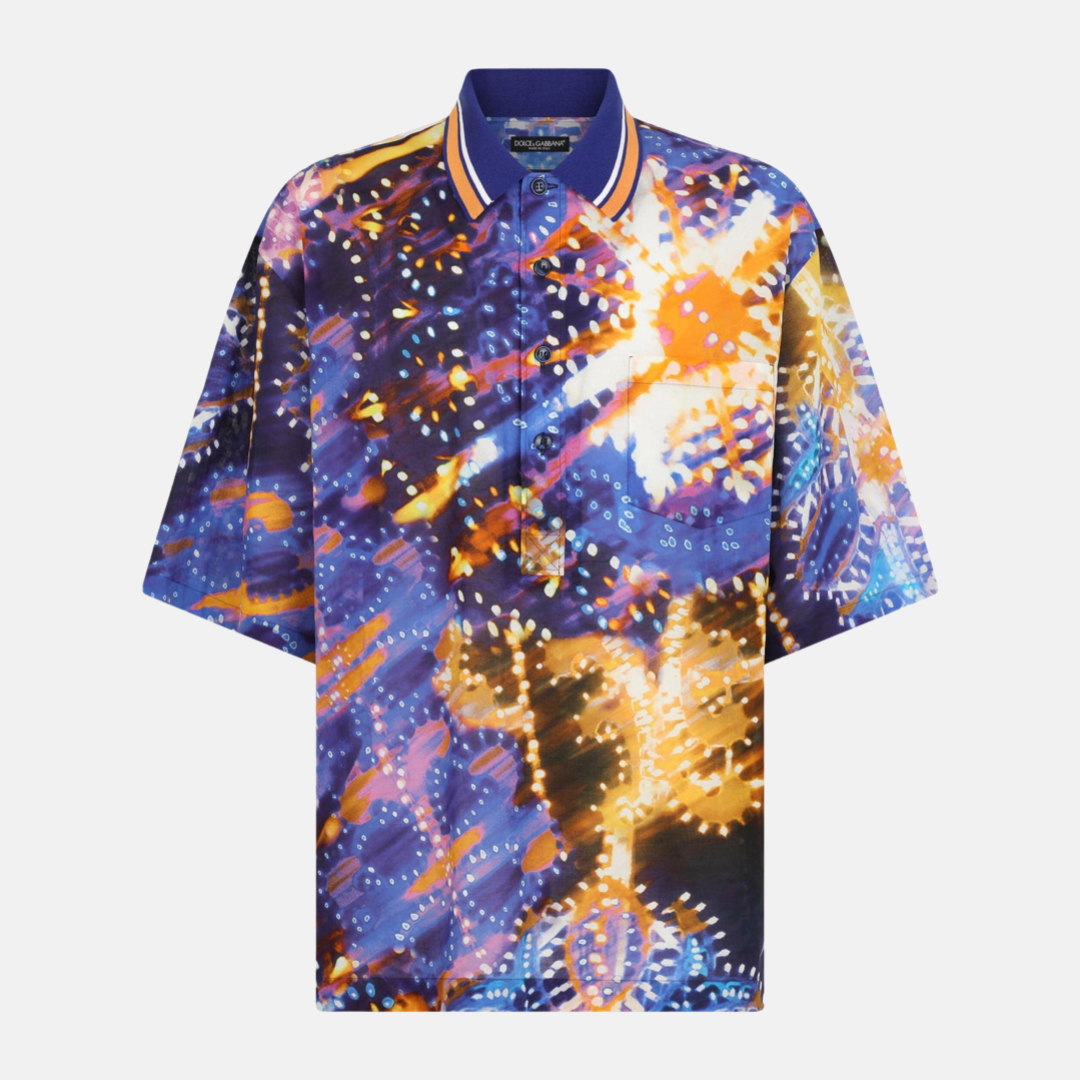 Мъжка поло тениска Dolce & Gabbana 
Illumination Print Cotton Polo