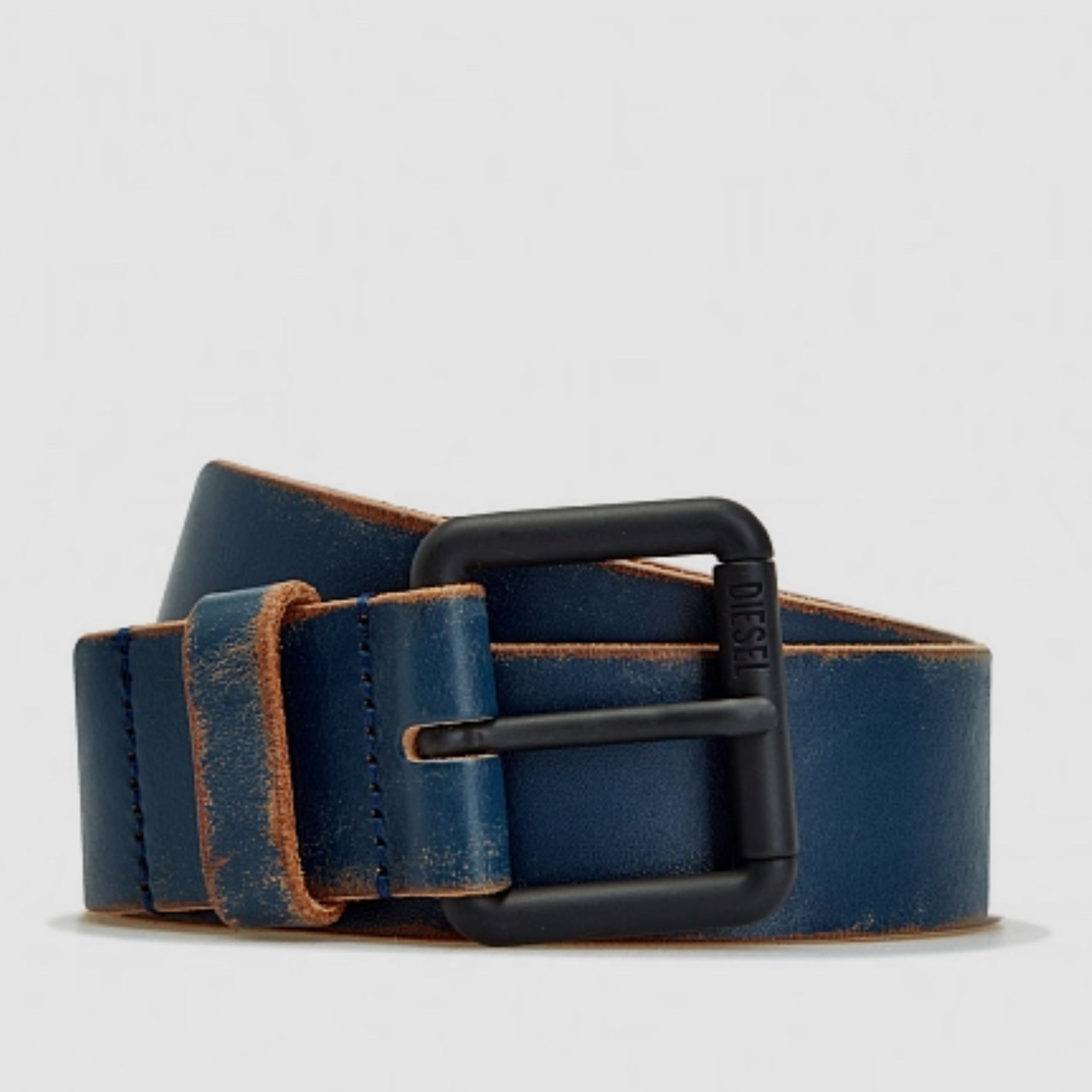 Мъжки колан от естествена кожа в тъмно синьо DIESEL B-PAINT Men’s Genuine Leather Belts Vintage Washing Metal Buckle Casual X09404PR697 T6083

