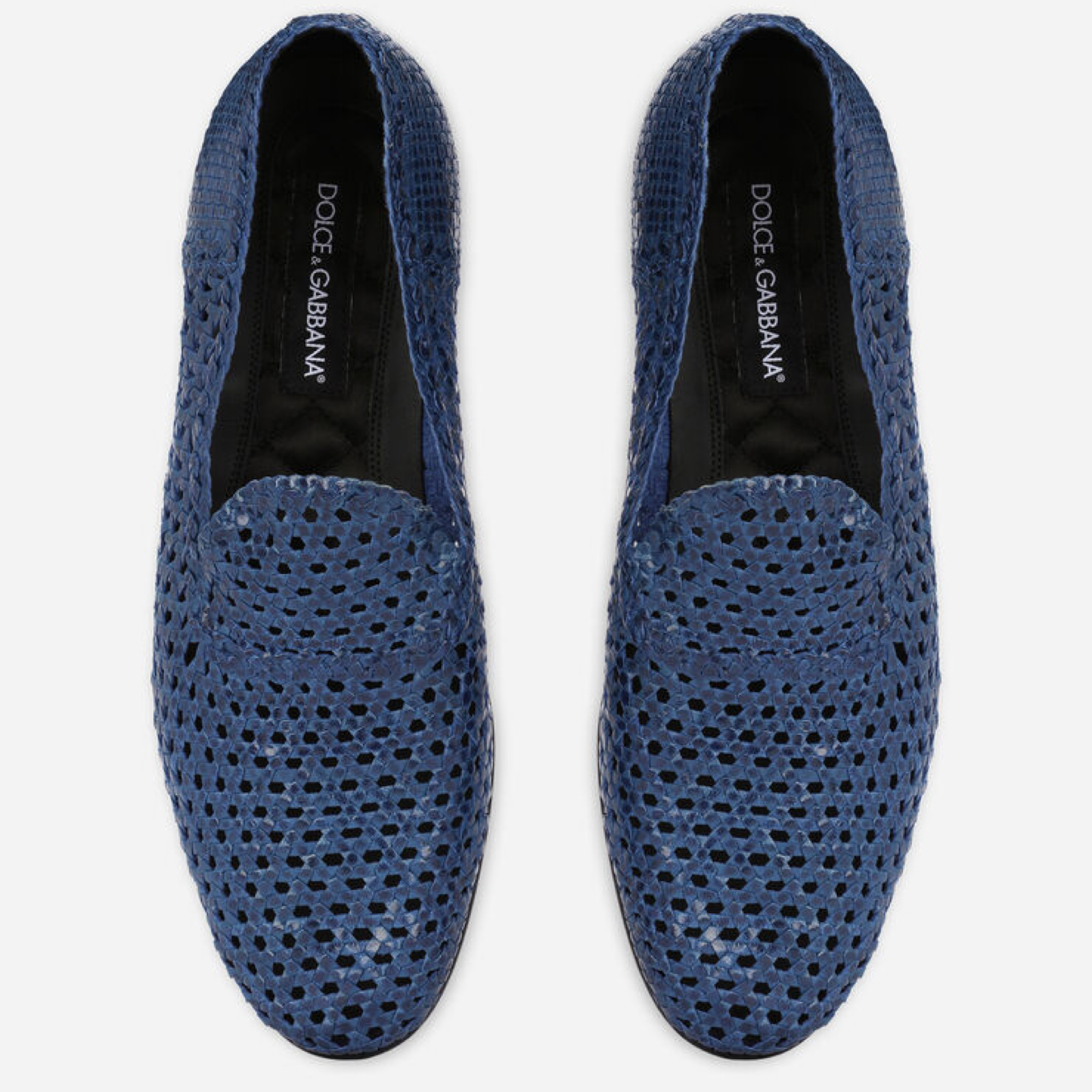 Мъжки мокасини Dolce & Gabbana Blue Woven Leather Men Loafers Top View