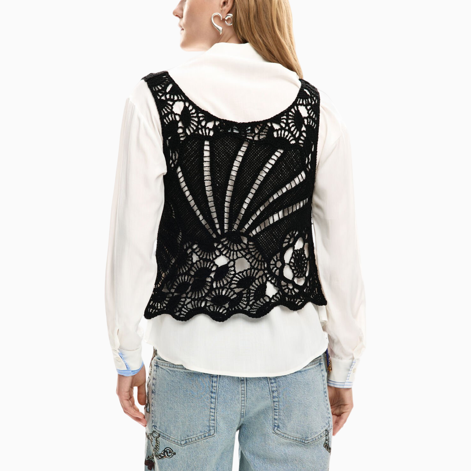 Дамска риза Desigual Women Shirt 26SWCW07 1000 Back View